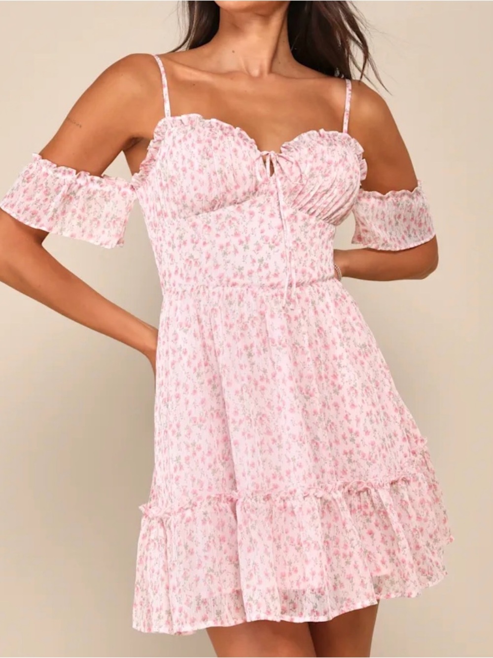 Lulus Sweetheart Bustier Floral Mini Dress Size S Coquette Fairy Feminine